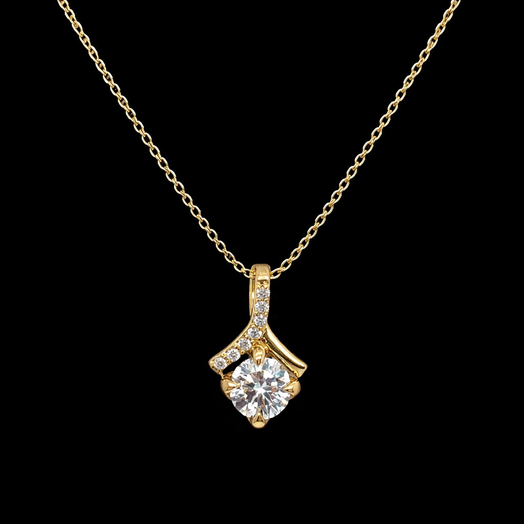 0.57ct Round Diamond Necklace in 14k Yellow Gold