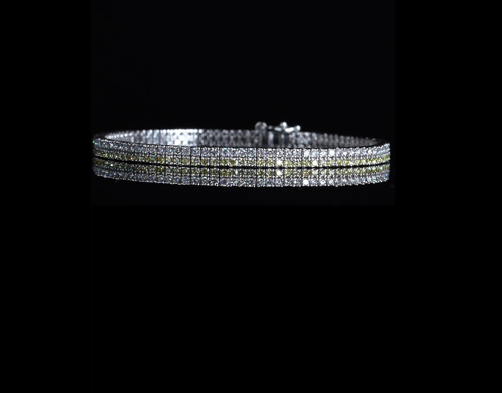 Yellow Round Diamond 2-Row Tennis Bracelet in 14k White Gold