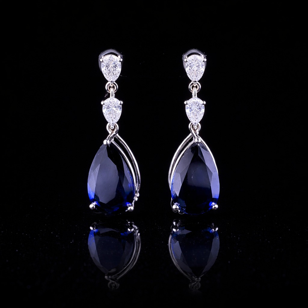 29.99ct Pear Diamond Drop Earrings in 14k White Gold