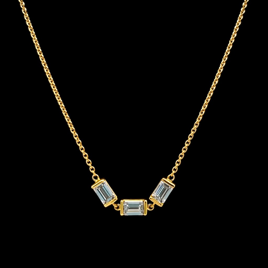 1.48ct Emerald Cut Diamond Necklace in 14k Yellow Gold