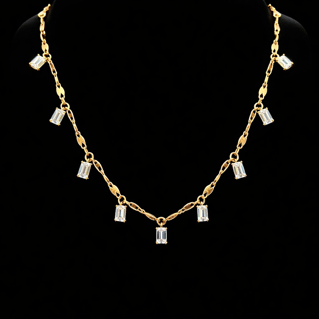 1.59ct Emerald Cut Diamond Necklace in 14k Yellow Gold