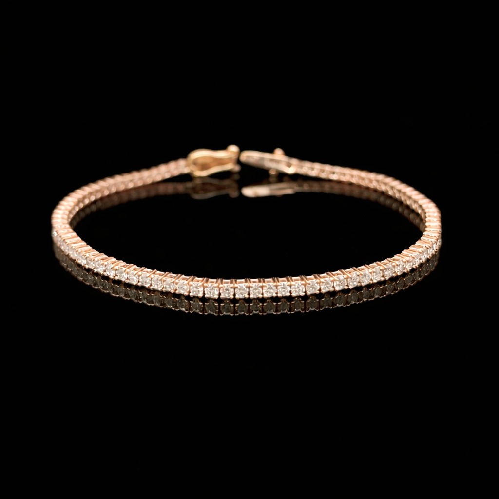 14k Rose Gold 1.71ct round Round Diamond Tennis Bracelet in 14k Rose Gold — Lab-grown diamond jewelry from RVR Collective
