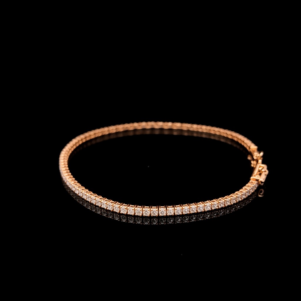 Round Diamond Tennis Bracelet in 14k Rose Gold