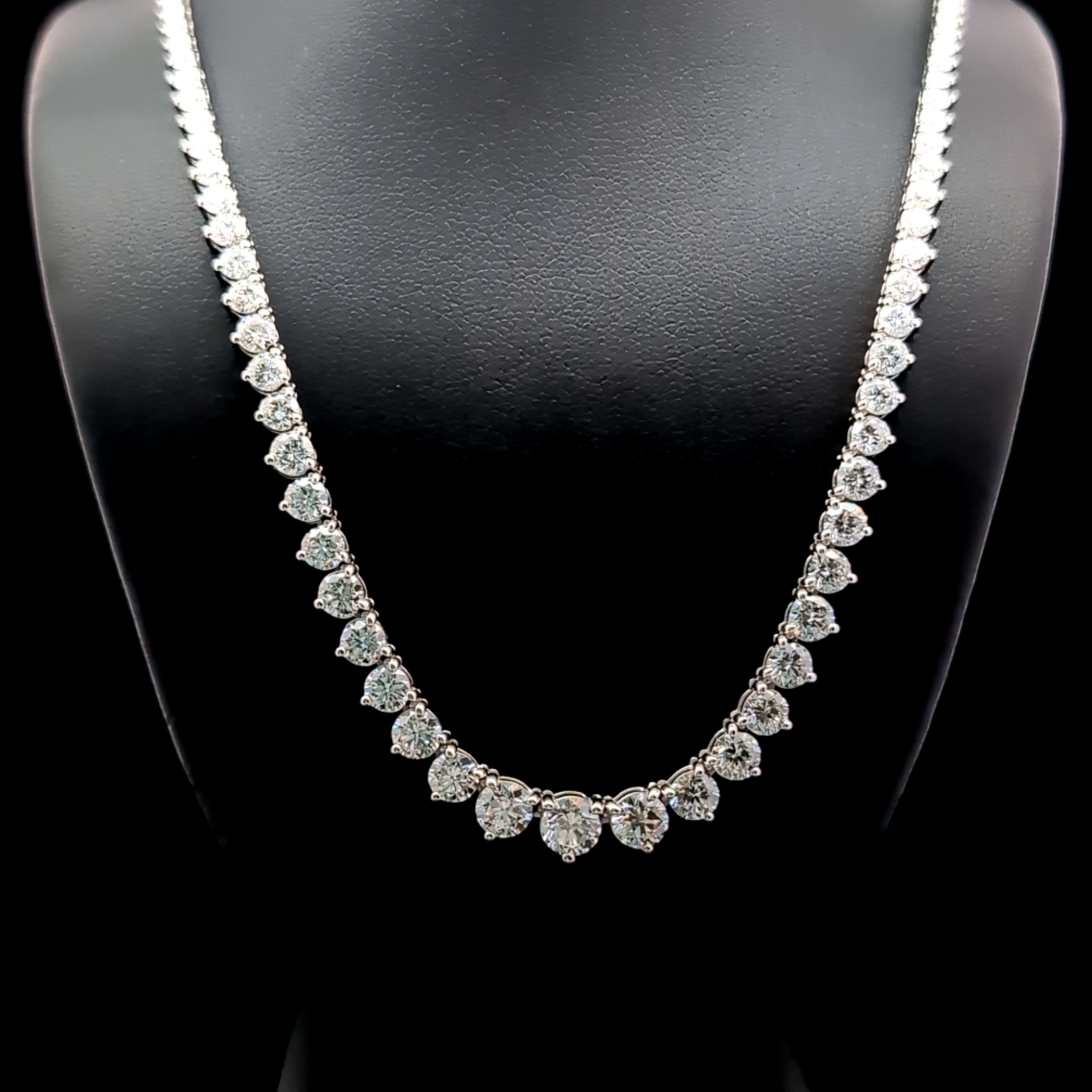 Round Riviera Necklace 12.49 carat Round lab-grown diamond EFG color VS2 clarity stock TJ5891NCW