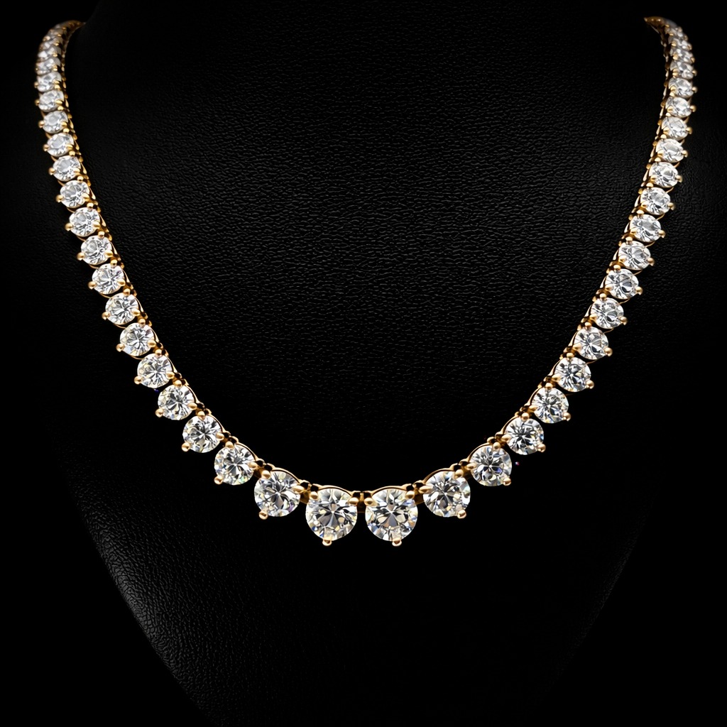 Round Riviera Necklace 19.48 carat Round lab-grown diamond EFG color VS2 clarity stock TJ5910NCY