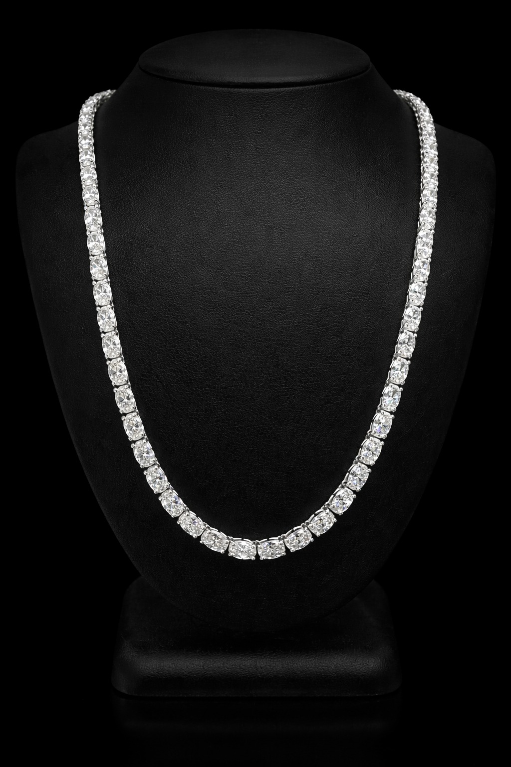 14k White Gold 16.03ct oval Oval Diamond Tennis Necklace in 14k White Gold — Lab-grown diamond jewelry from RVR Collective