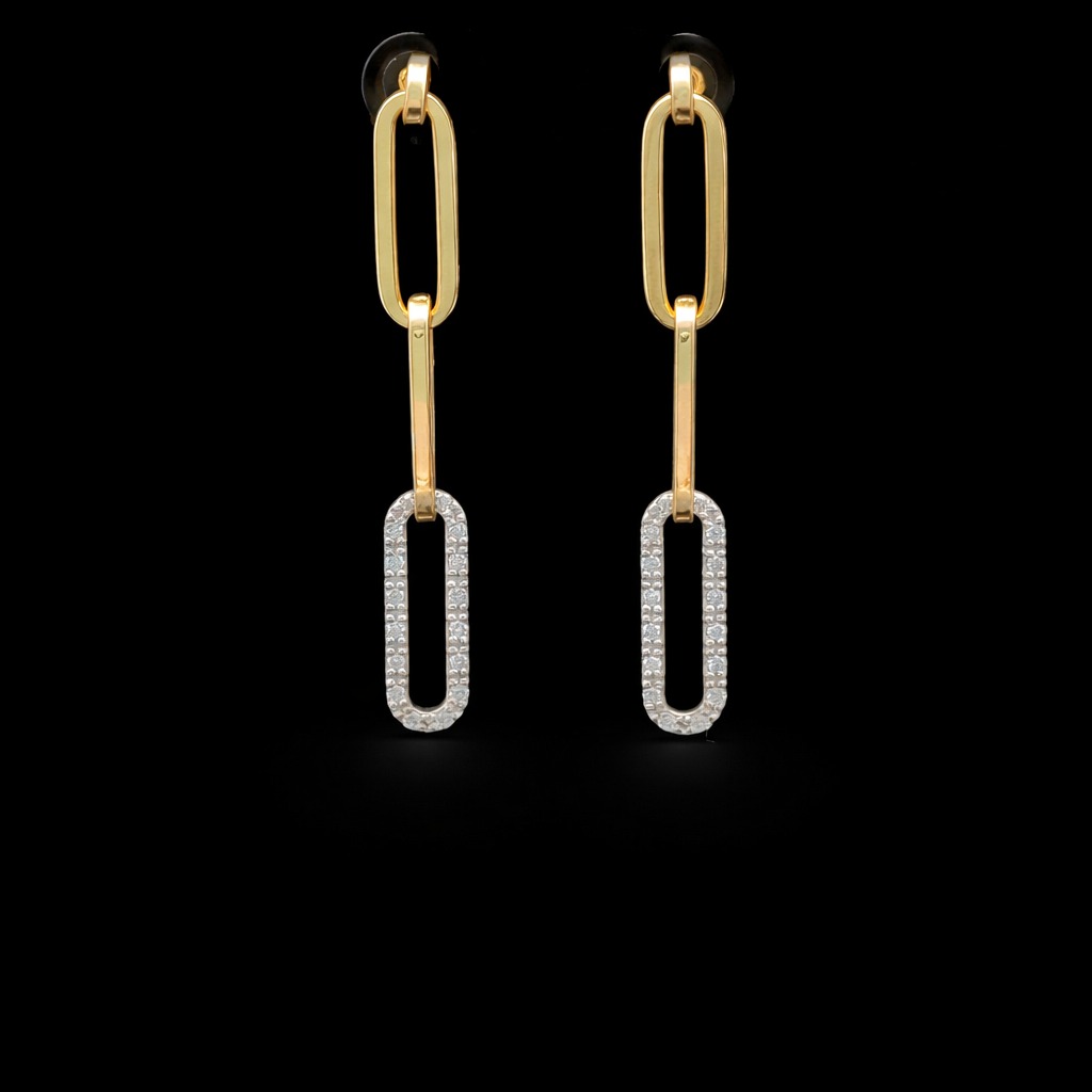 0.21ct Round Diamond Drop Earrings in 14k Two-Tone Gold