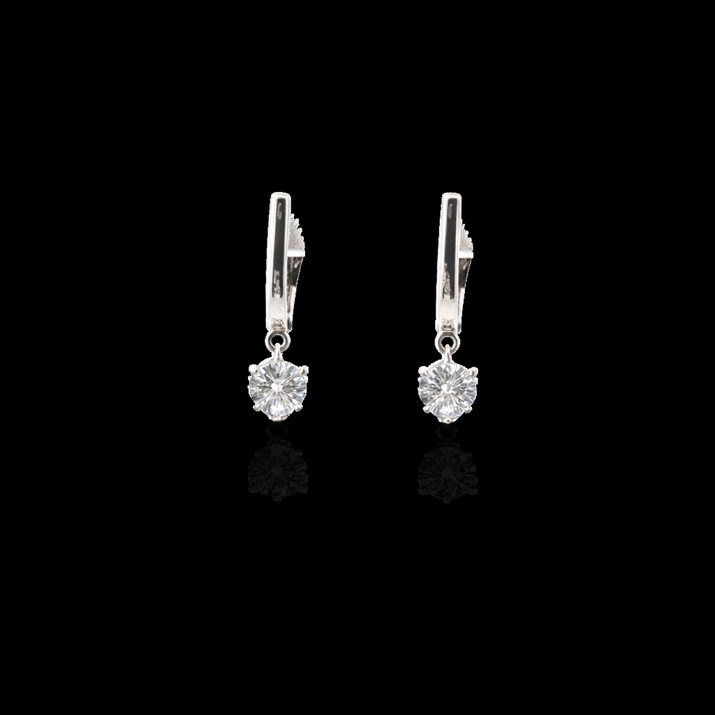 0.90ct Round Diamond Drop Earrings in 14k White Gold