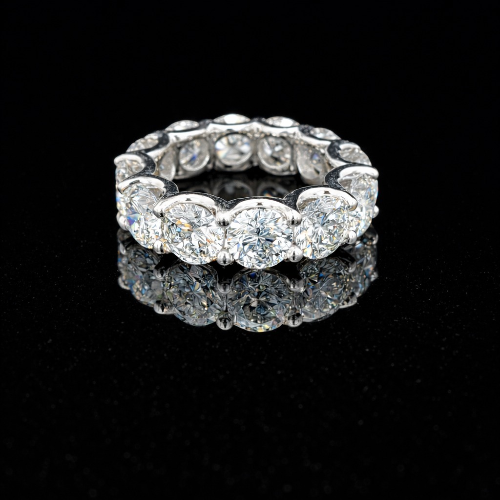 Round Eternity Ring 12.11 carat Round lab-grown diamond EFG color VS2 clarity stock TJ6088REC