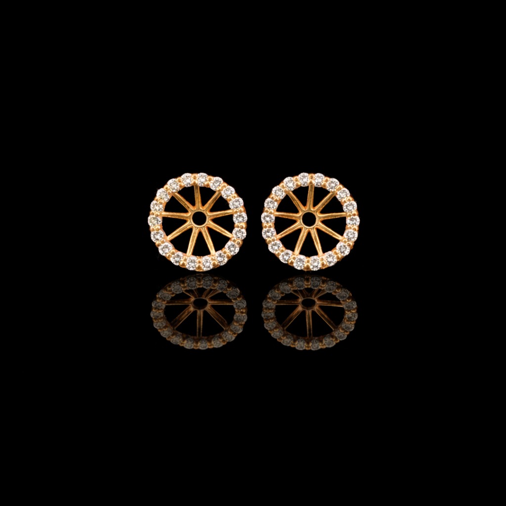 Round Diamond Jacket Earrings in 14k Yellow Gold
