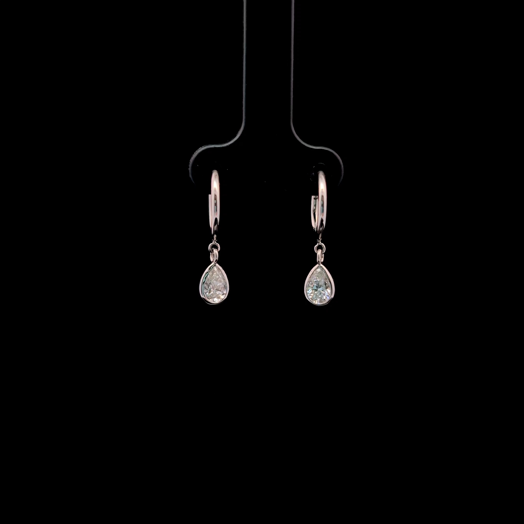 0.70ct Pear Diamond Drop Earrings in 14k White Gold