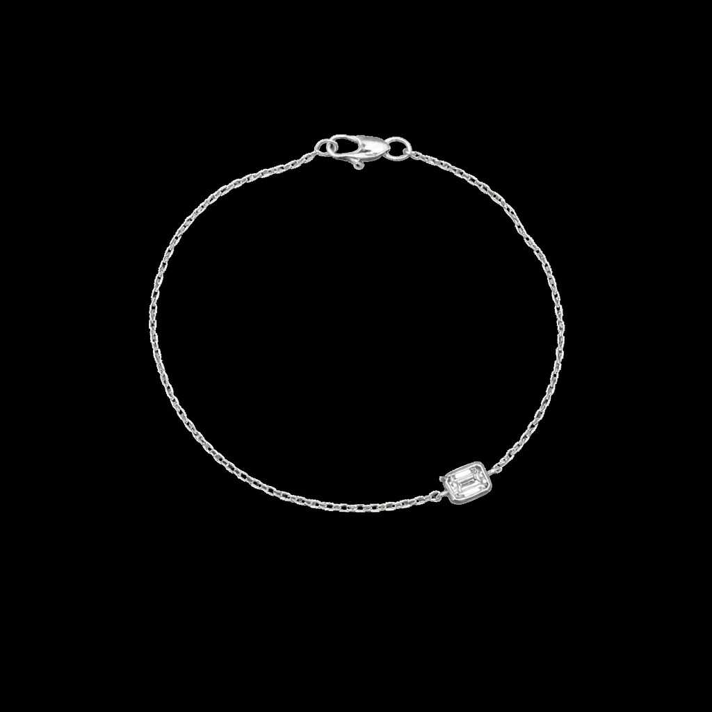 Emerald Cut Diamond Solitaire Bracelet in 14k White Gold
