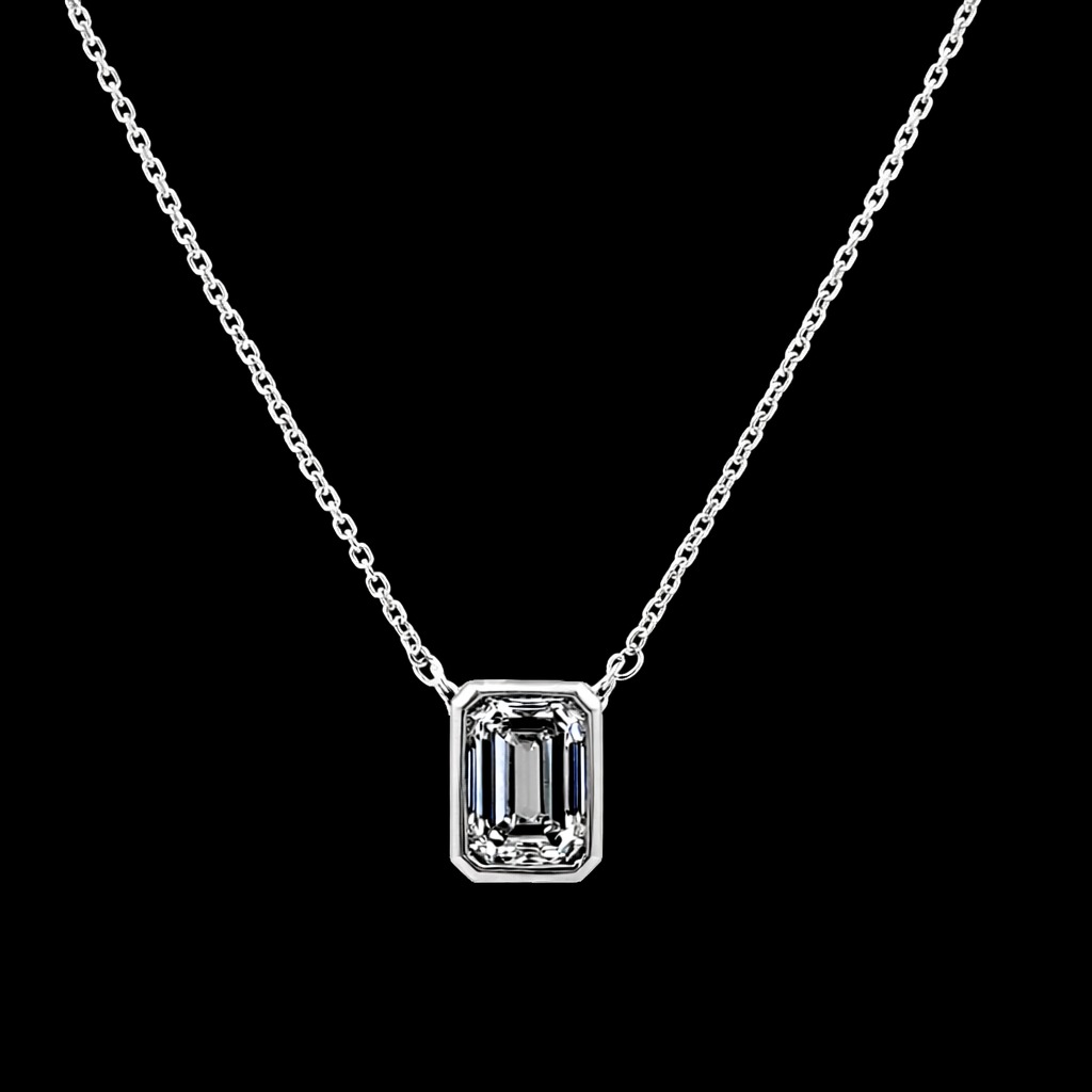 14k White Gold 1.04ct emerald Emerald Cut Diamond Solitaire Necklace in 14k White Gold — Lab-grown diamond jewelry from RVR Collective