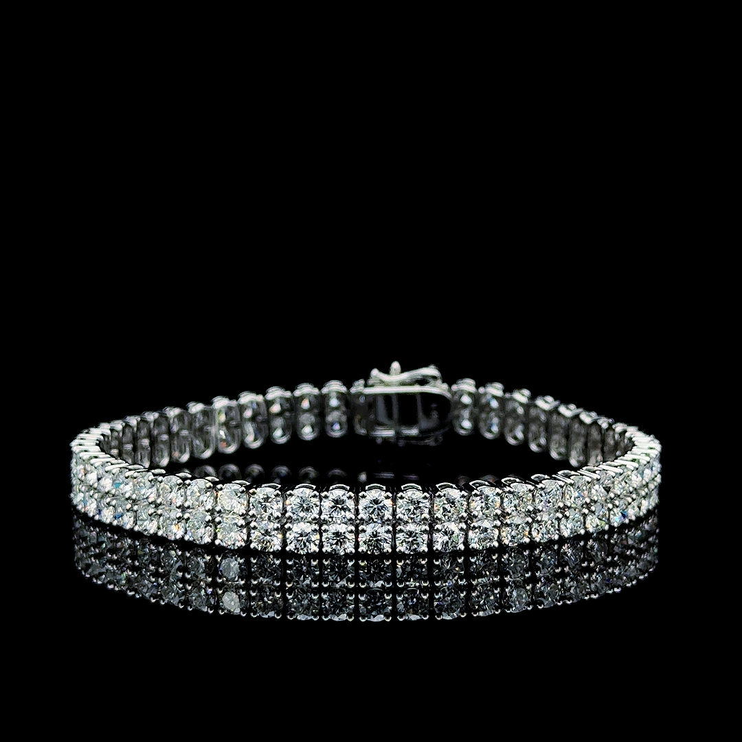 Round 2 Row Tennis Bracelet 11.68 carat Round lab-grown diamond EFG color VS clarity stock TJ6409TBC