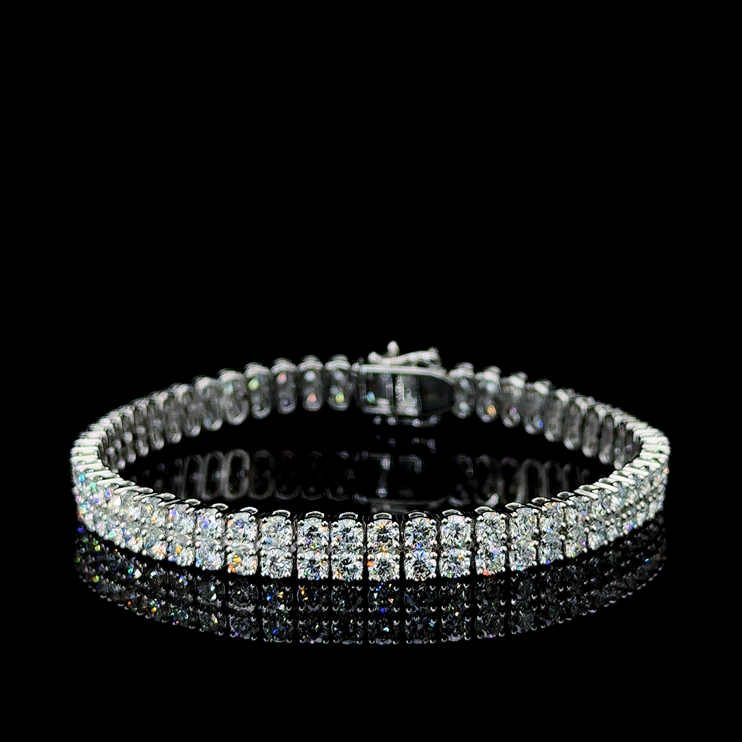 Round 2 Row Tennis Bracelet 9.87 carat Round lab-grown diamond EFG color VS clarity stock TJ6412TBC
