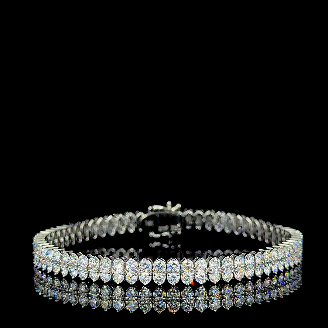 Round 2 Row Tennis Bracelet 9.83 carat Round lab-grown diamond EFG color VS clarity stock TJ6414TBC
