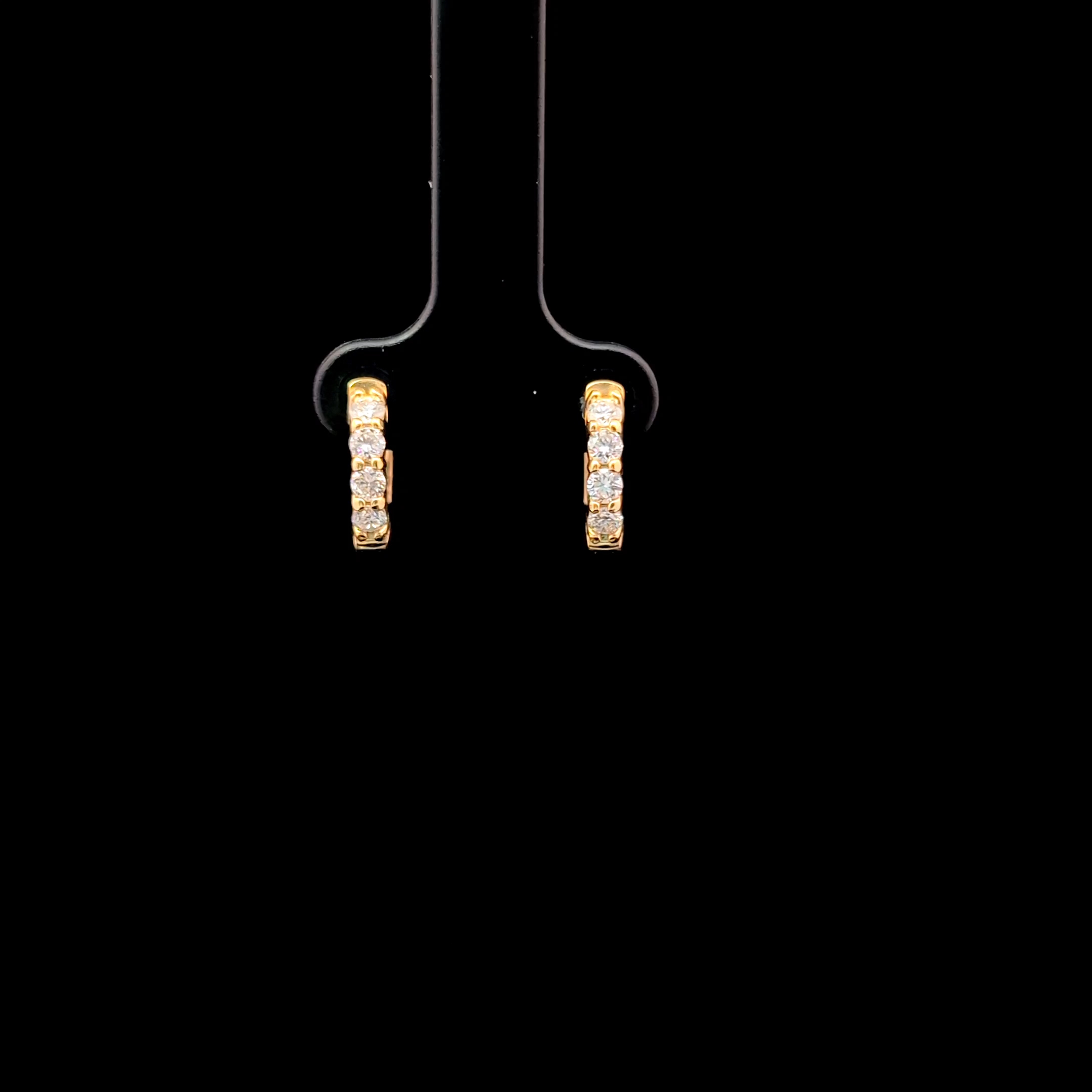 Round Diamond Hoop Earrings in 14k Yellow Gold
