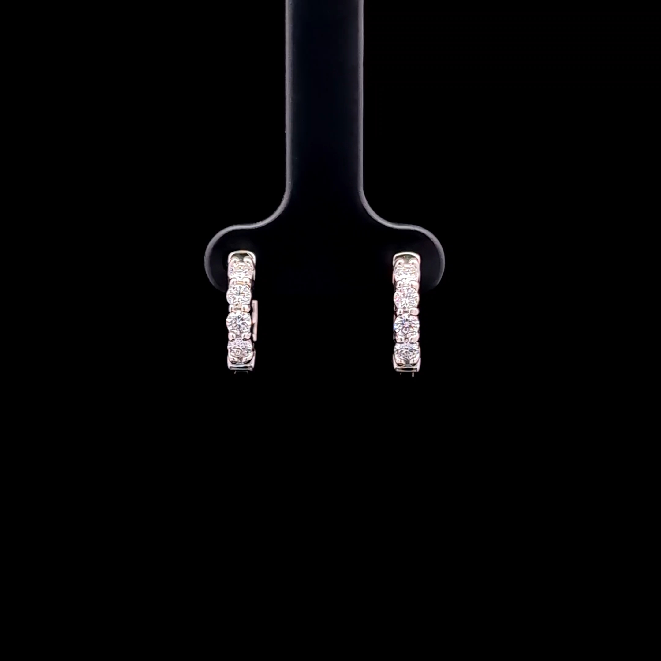 Round Diamond Hoop Earrings in 14k White Gold