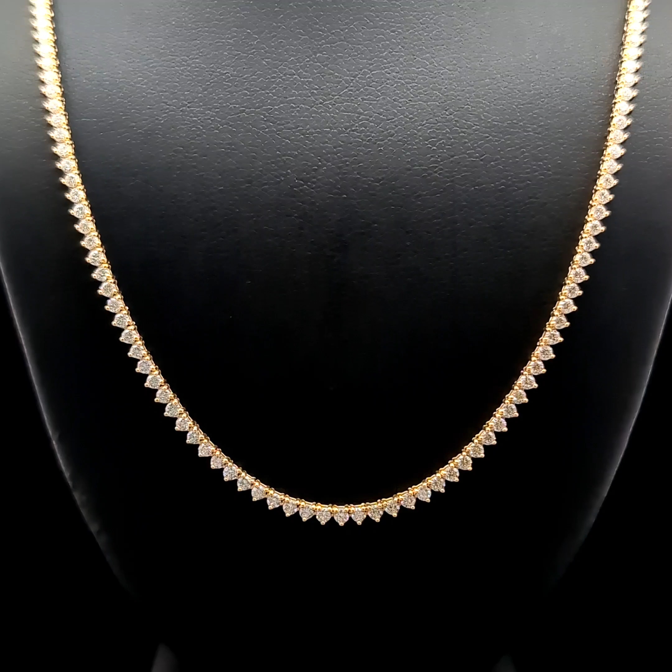 14k Yellow Gold 4.23ct round Round Diamond Tennis Necklace in 14k Yellow Gold — Lab-grown diamond jewelry from RVR Collective