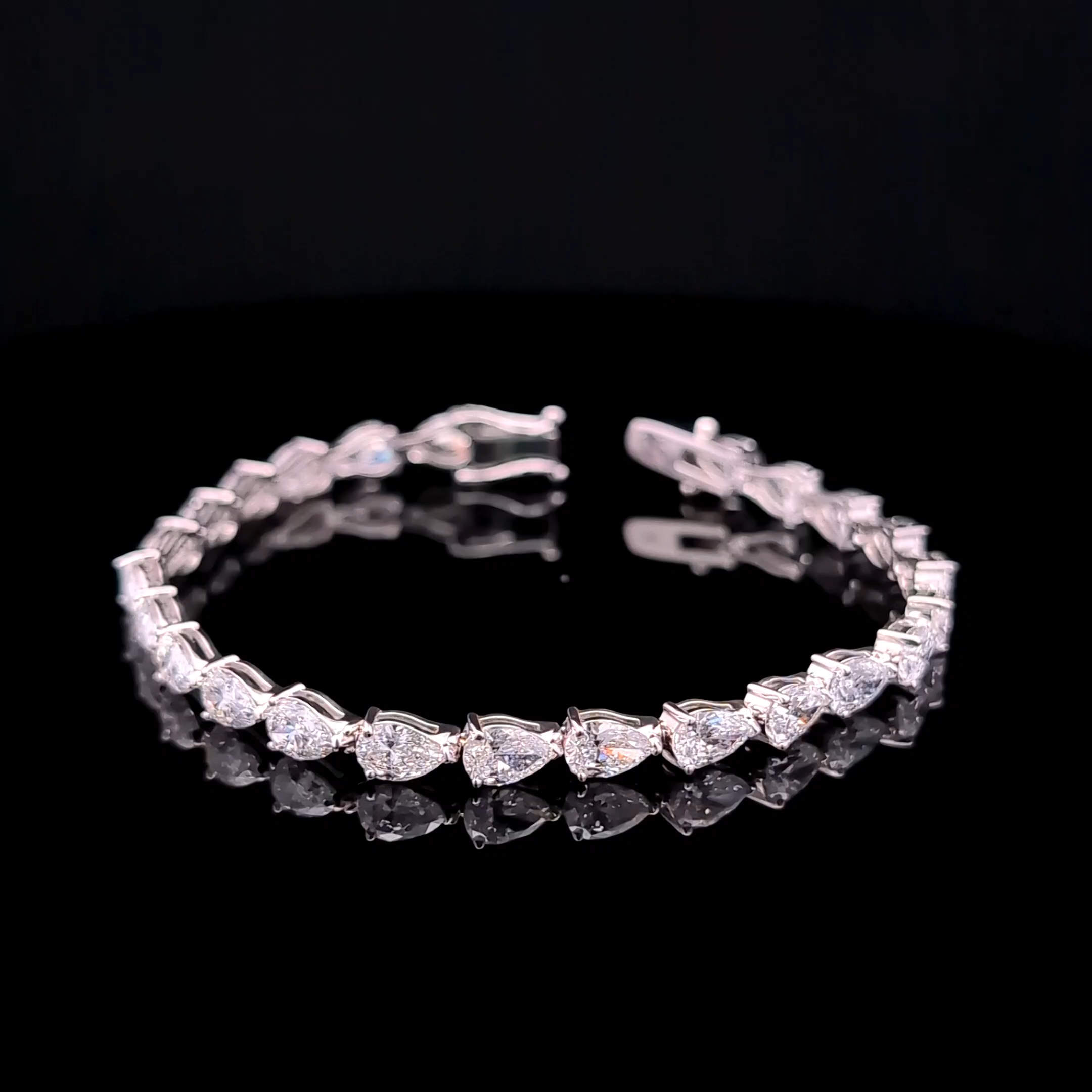 14k White Gold 8.45ct pear Pear Diamond Tennis Bracelet in 14k White Gold — Lab-grown diamond jewelry from RVR Collective