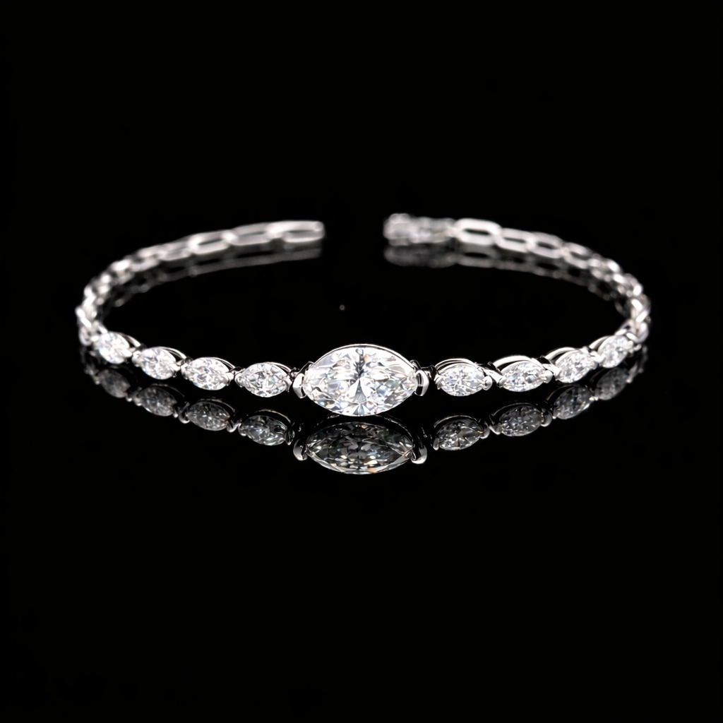 2.60ct Marquise Diamond Bracelet in 14k White Gold
