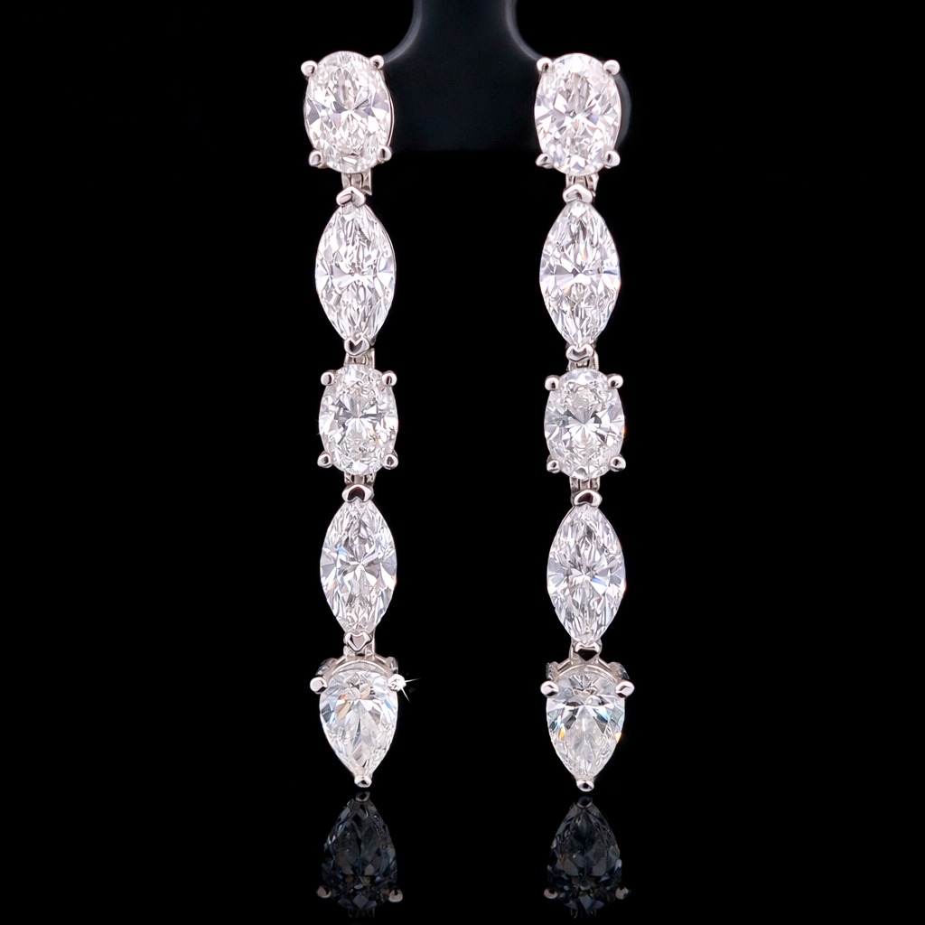 Multi Drop Earrings 14.45 carat Multi lab-grown diamond F color VS1 clarity stock TJ6607EFC