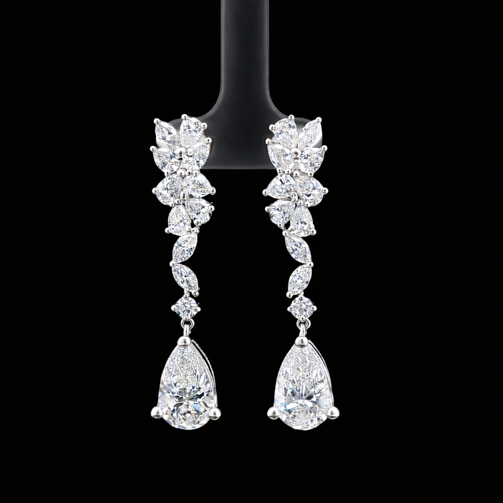 Multi Drop Earrings 7.25 carat Multi lab-grown diamond EFG color VS1 clarity stock TJ6618EFC
