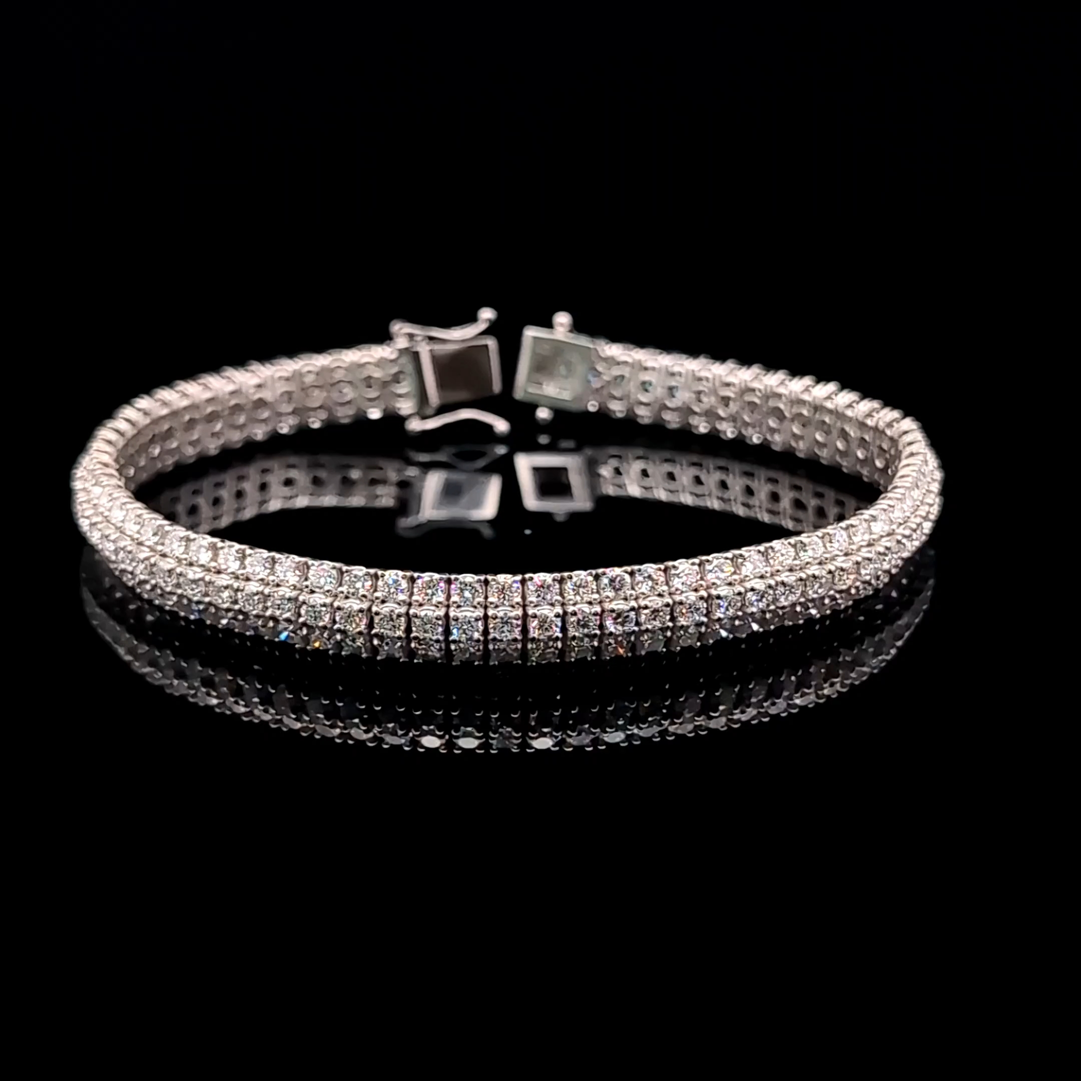 Round Diamond 3-Row Tennis Bracelet in 14k White Gold