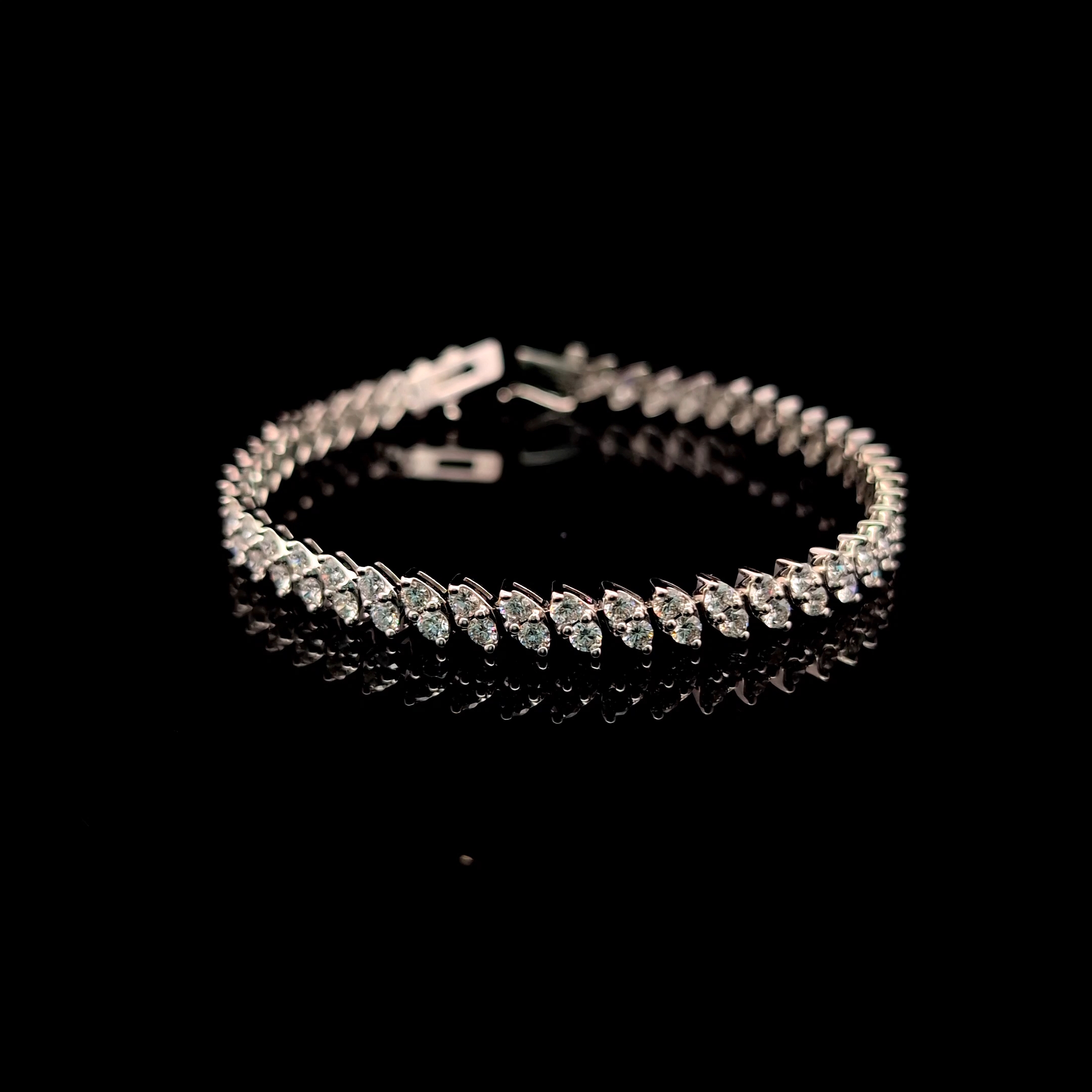 Round Diamond 2-Row Tennis Bracelet in 14k White Gold
