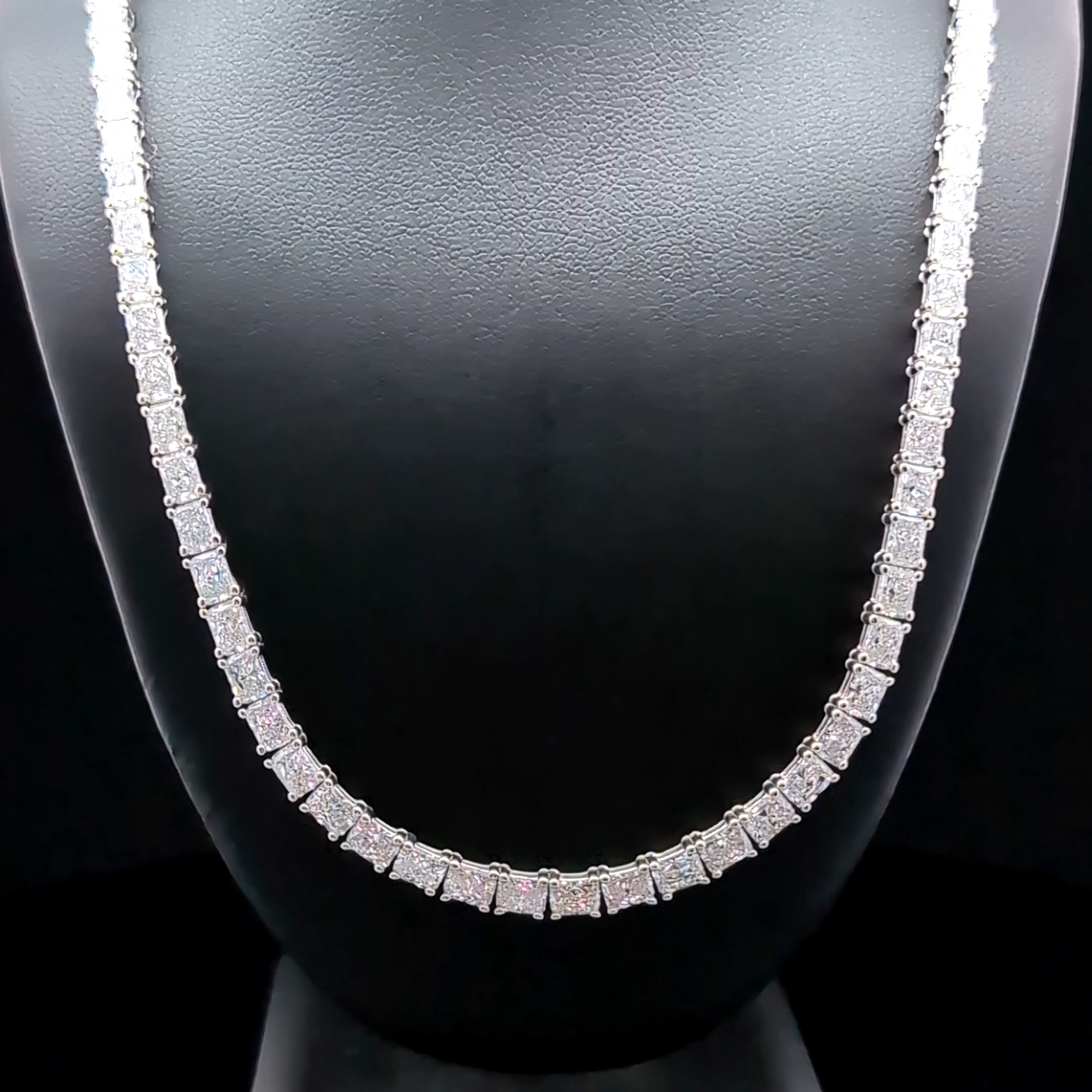 Radiant Cut Diamond Tennis Necklace in 14k White Gold