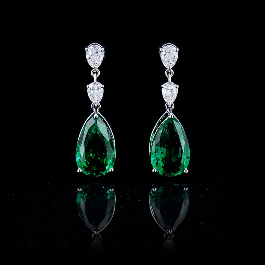 28.58ct Pear Diamond Drop Earrings in 14k White Gold