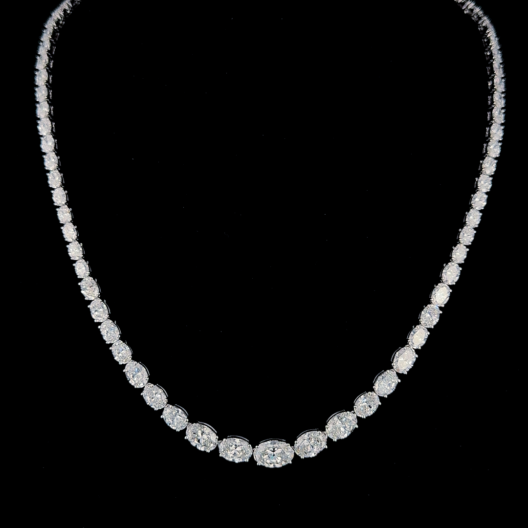 Oval Riviera Necklace 25.28 carat Oval lab-grown diamond EFG color VS clarity stock TJ6762NCW