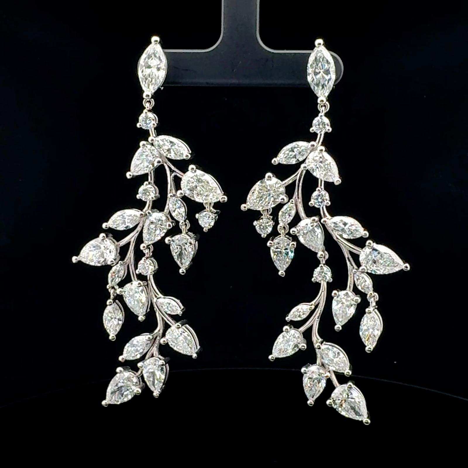 26.95ct Diamond Drop Earrings in 14k White Gold