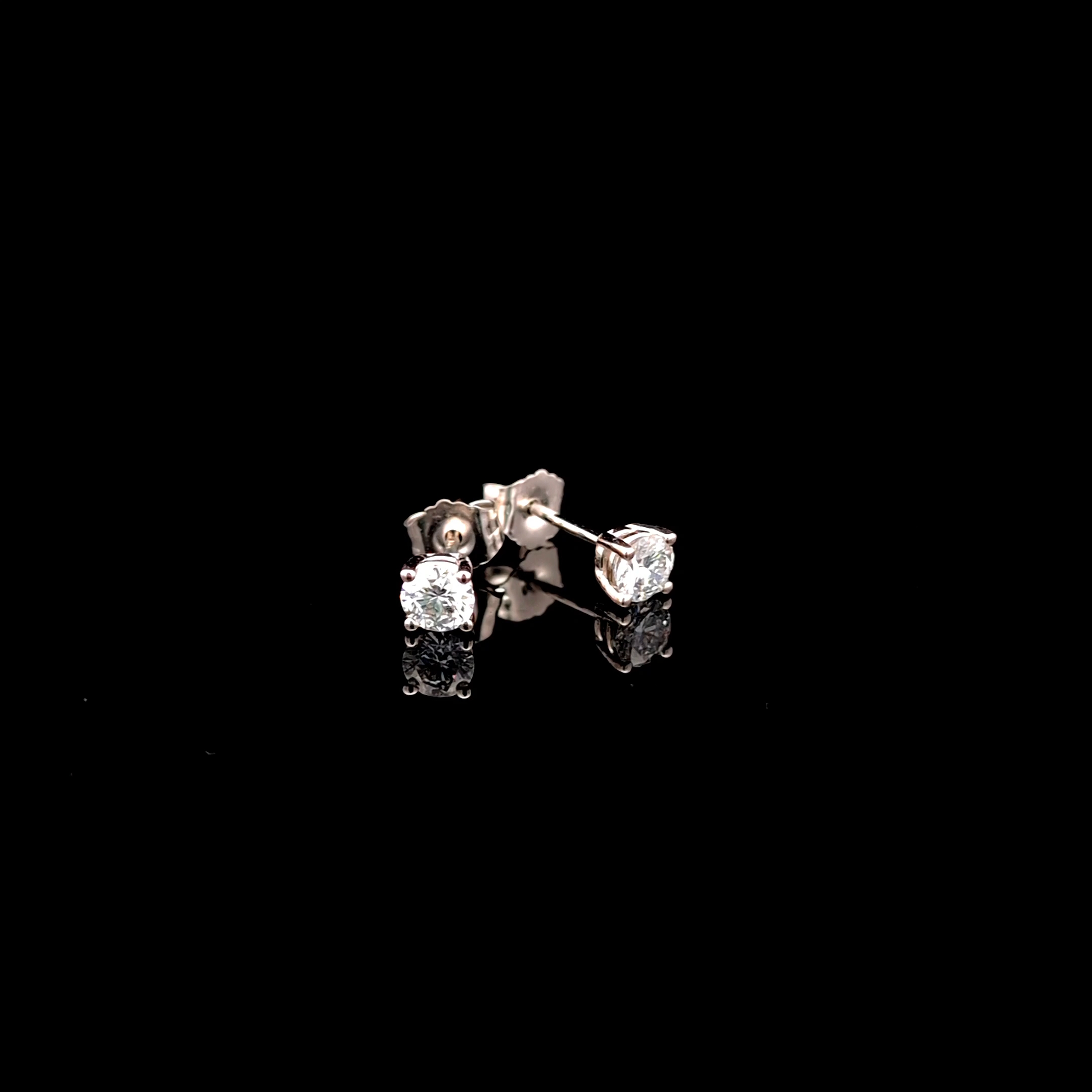 14k White Gold 0.45ct round Round Diamond Basket Stud Earrings in 14k White Gold — Lab-grown diamond jewelry from RVR Collective