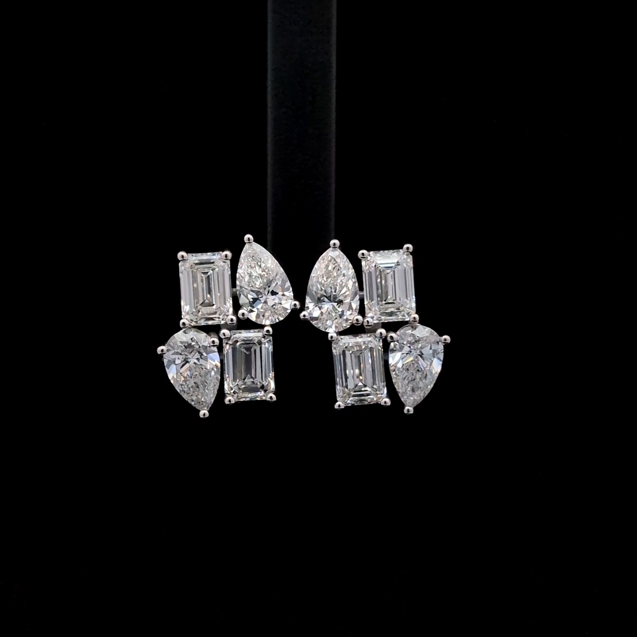 Emerald/Pear Fancy Earrings 15 carat Emerald/Pear lab-grown diamond F color VS1 clarity stock TJ7002FEC