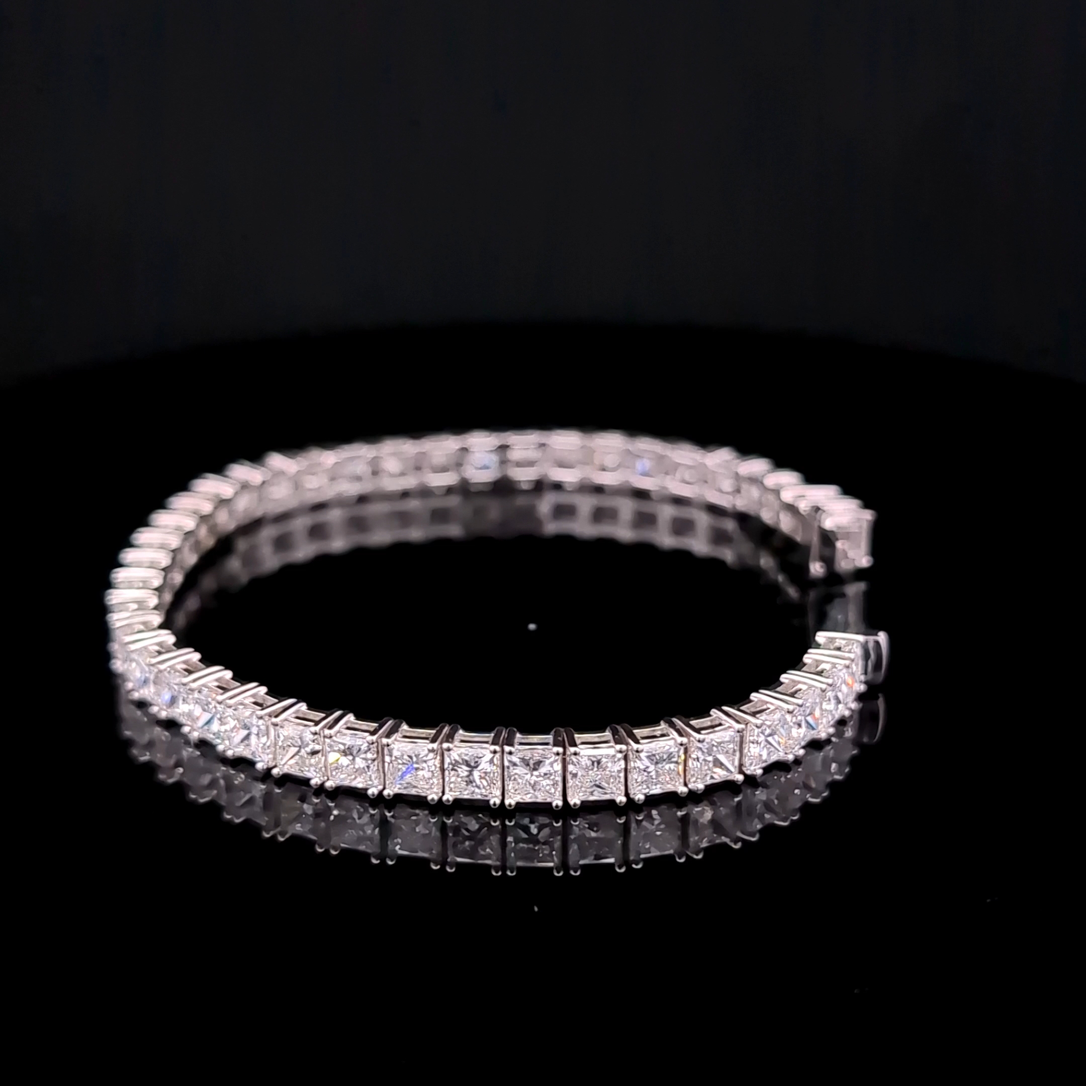 Princess Tennis Bracelet 17.37 carat Princess lab-grown diamond EFG color VS1 clarity stock TJ7011TBC