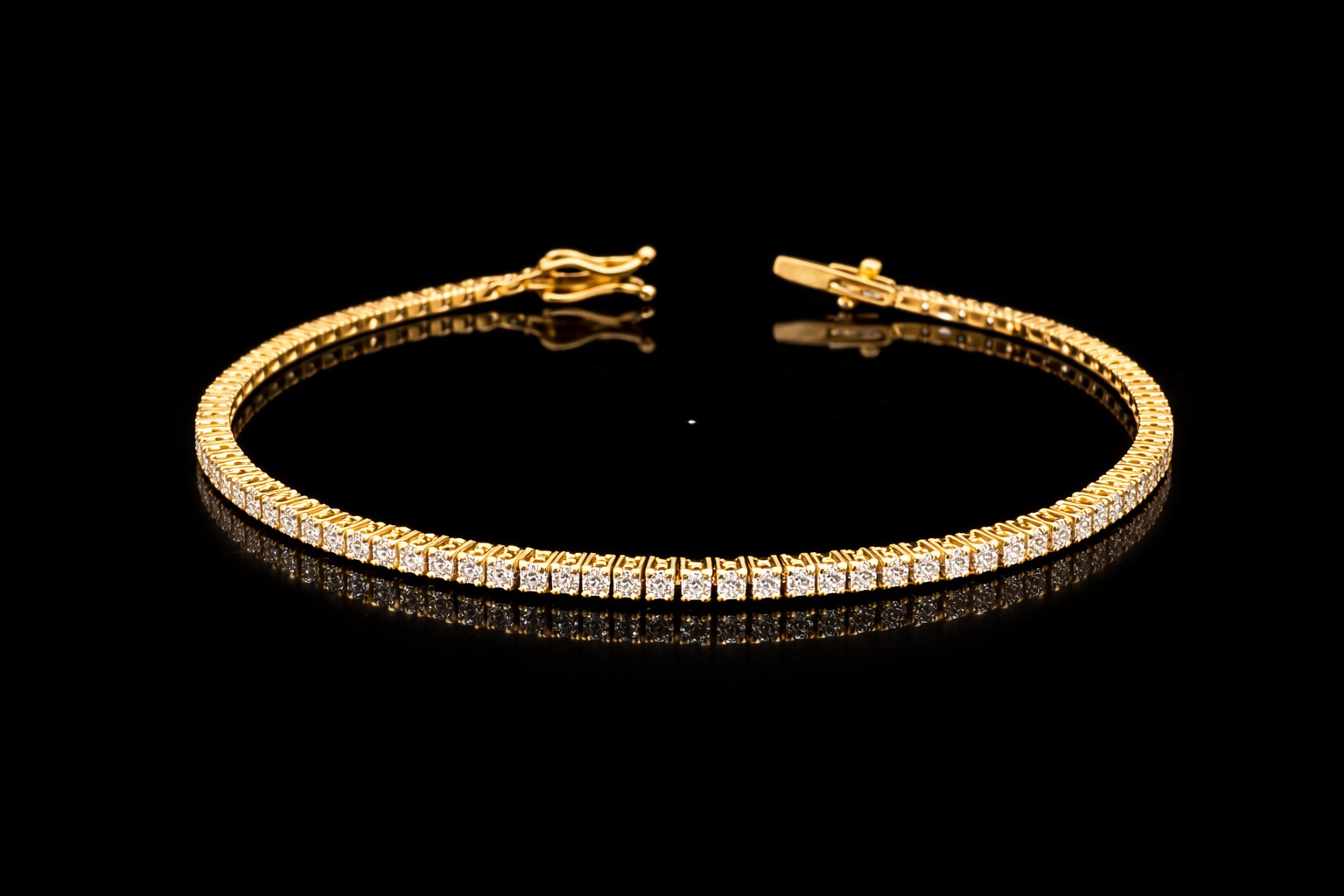 14k Yellow Gold 1.44ct round Round Diamond Tennis Bracelet in 14k Yellow Gold — Lab-grown diamond jewelry from RVR Collective