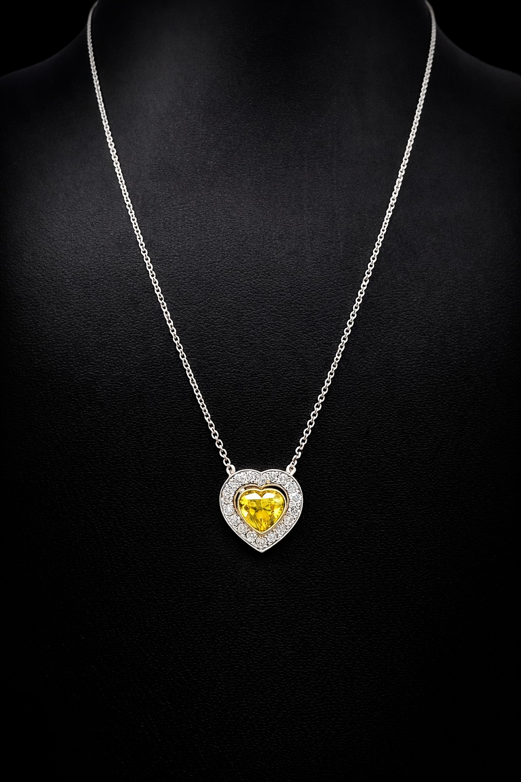 Round Diamond Halo Necklace in 14k Two-Tone Gold