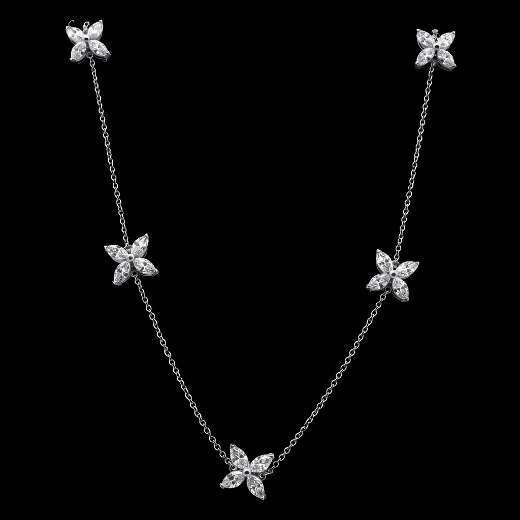 Marquise Diamond By Yard Necklace 3.7 carat Marquise lab-grown diamond F color VS1 clarity stock TJ7083NCW