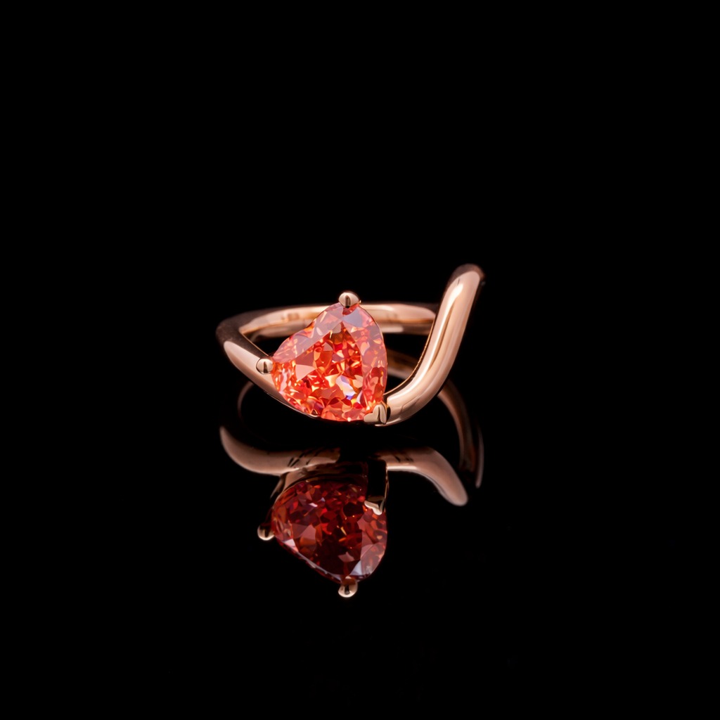 Heart Solitaire Ring 3.27 carat Heart lab-grown diamond PINK color VVS2 clarity stock TJ7281RFC