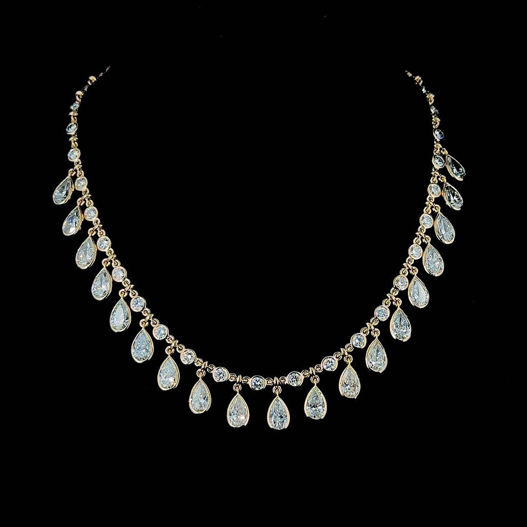 Pear/Round Fancy Necklace 25.8 carat Pear/Round lab-grown diamond EFG color VS clarity stock TJ7352NCY