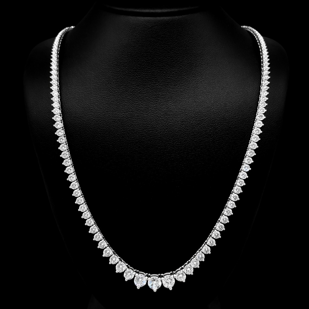 Round Riviera Necklace 7.39 carat Round lab-grown diamond EFG color VS2 clarity stock TJ7406NCW