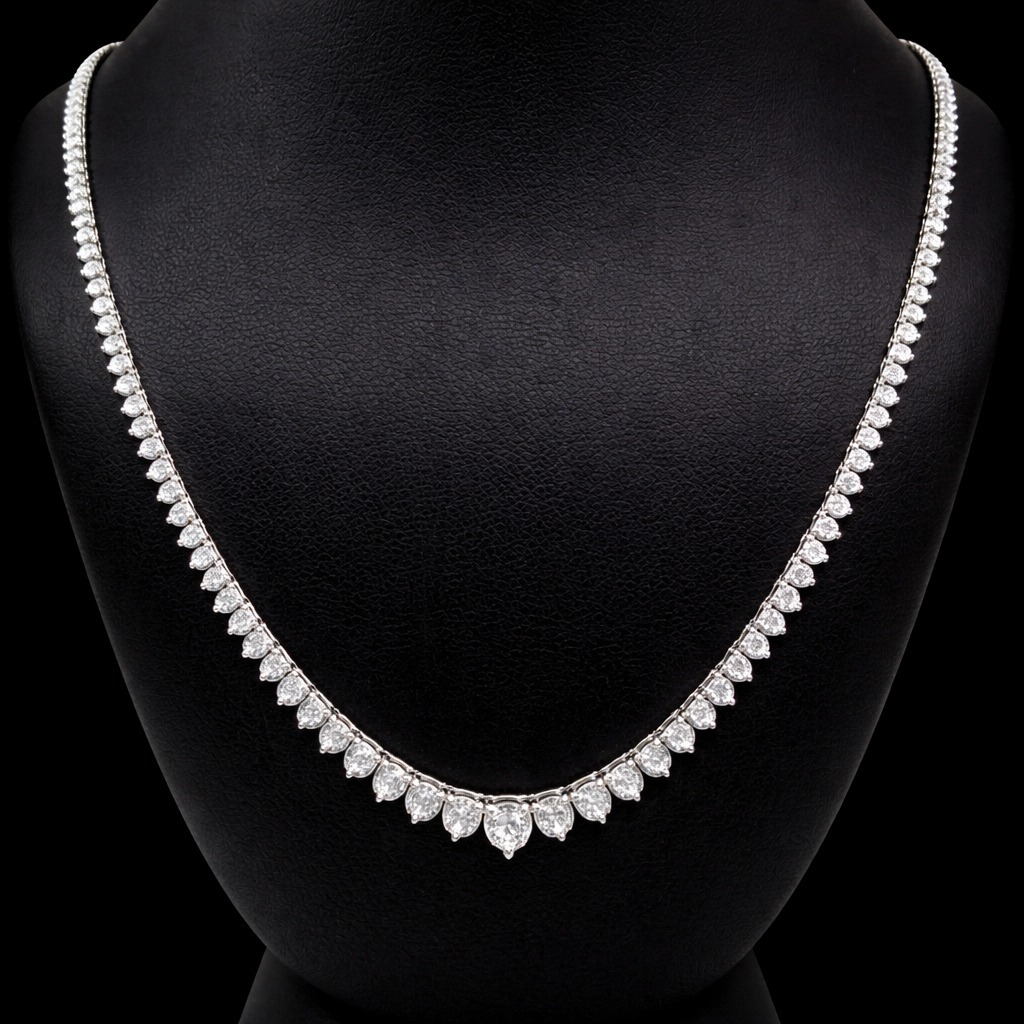 Round Riviera Necklace 5.4 carat Round lab-grown diamond EFG color VS2 clarity stock TJ7411NCW