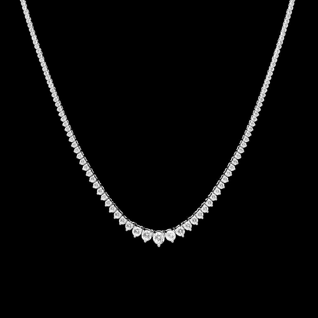 Round Riviera Necklace 2.73 carat Round lab-grown diamond EFG color VS2 clarity stock TJ7413NCW