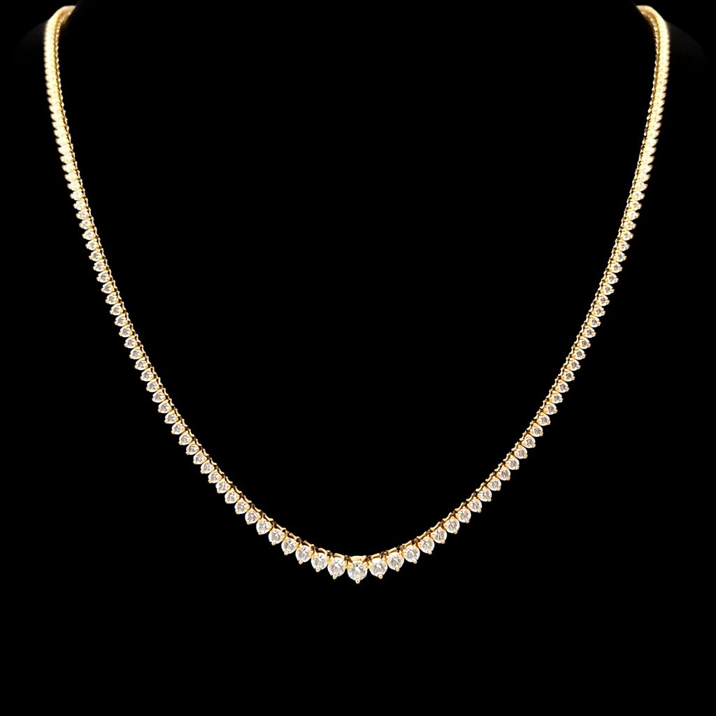 Round Diamond Riviera Necklace in 14k Yellow Gold
