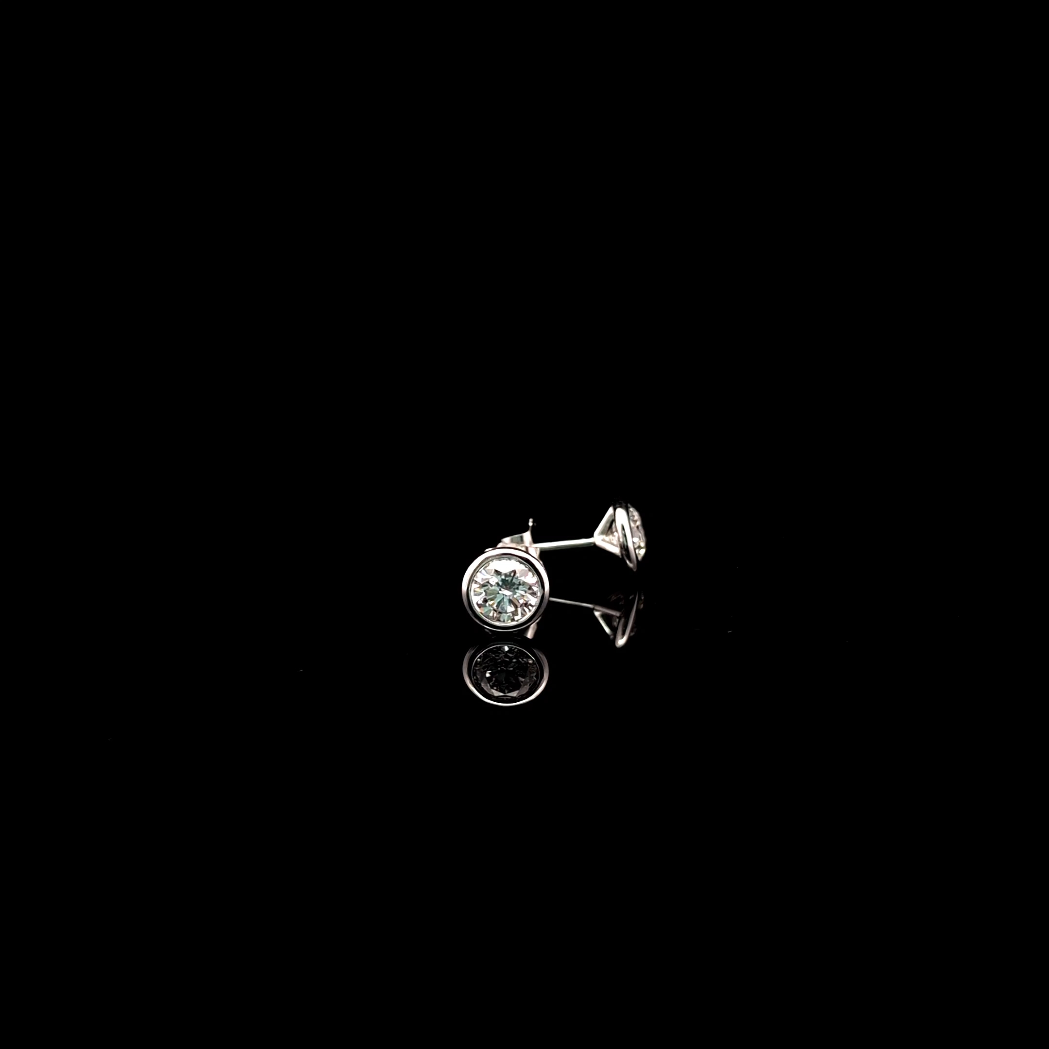 14k White Gold 1.03ct round Round Diamond Bezel Stud Earrings in 14k White Gold — Lab-grown diamond jewelry from RVR Collective