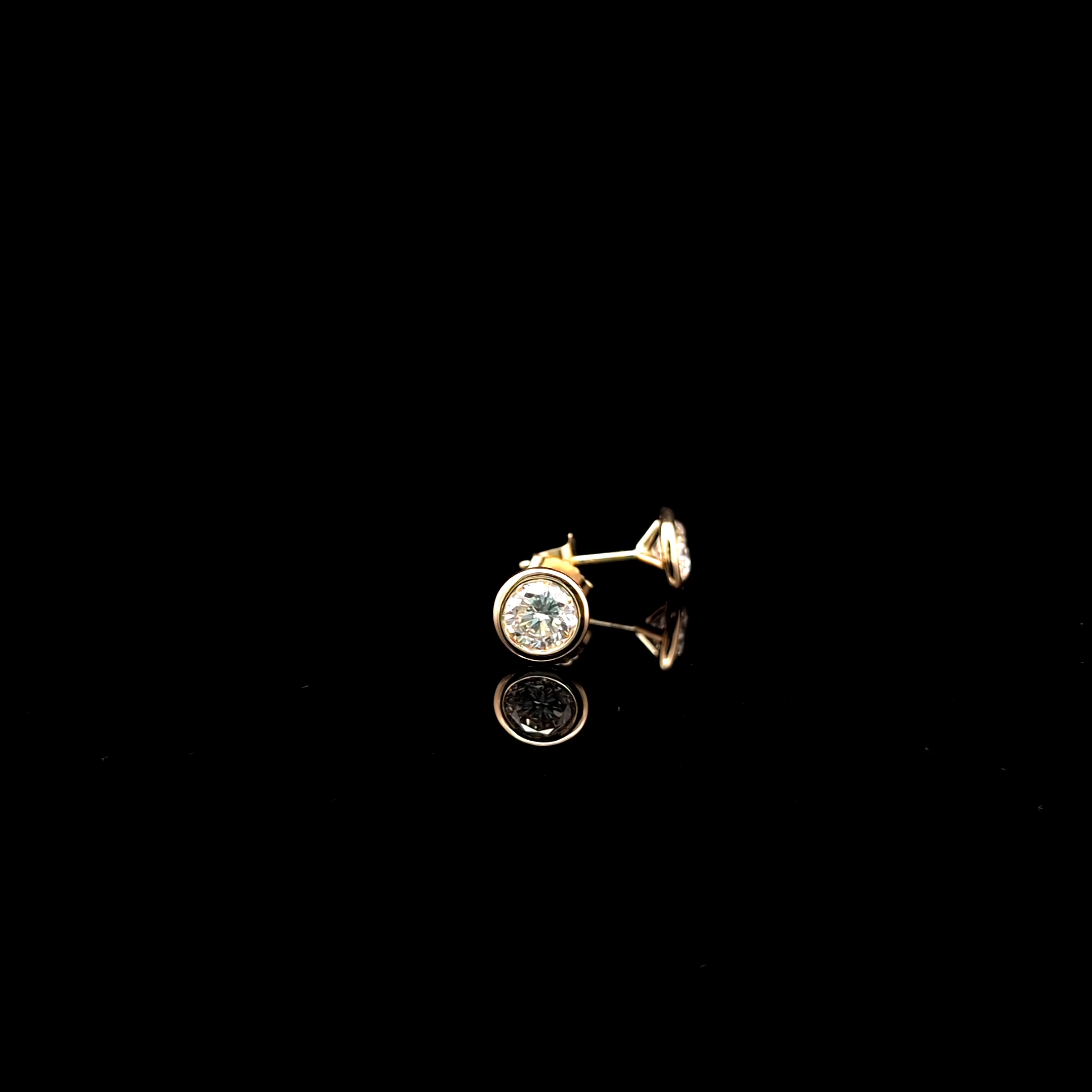 14k Yellow Gold 1.06ct round Round Diamond Bezel Stud Earrings in 14k Yellow Gold — Lab-grown diamond jewelry from RVR Collective