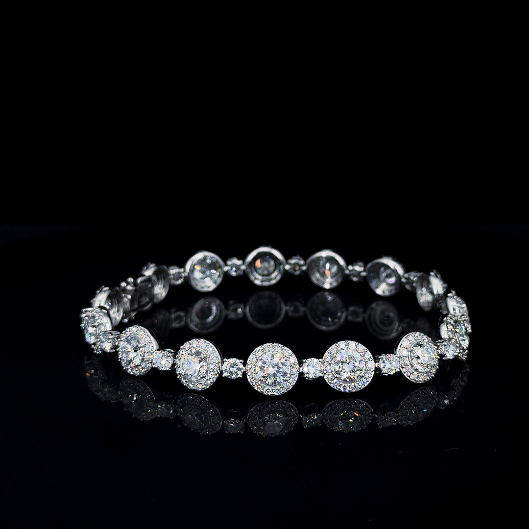 9.21ct Round Diamond Bracelet in 14k White Gold