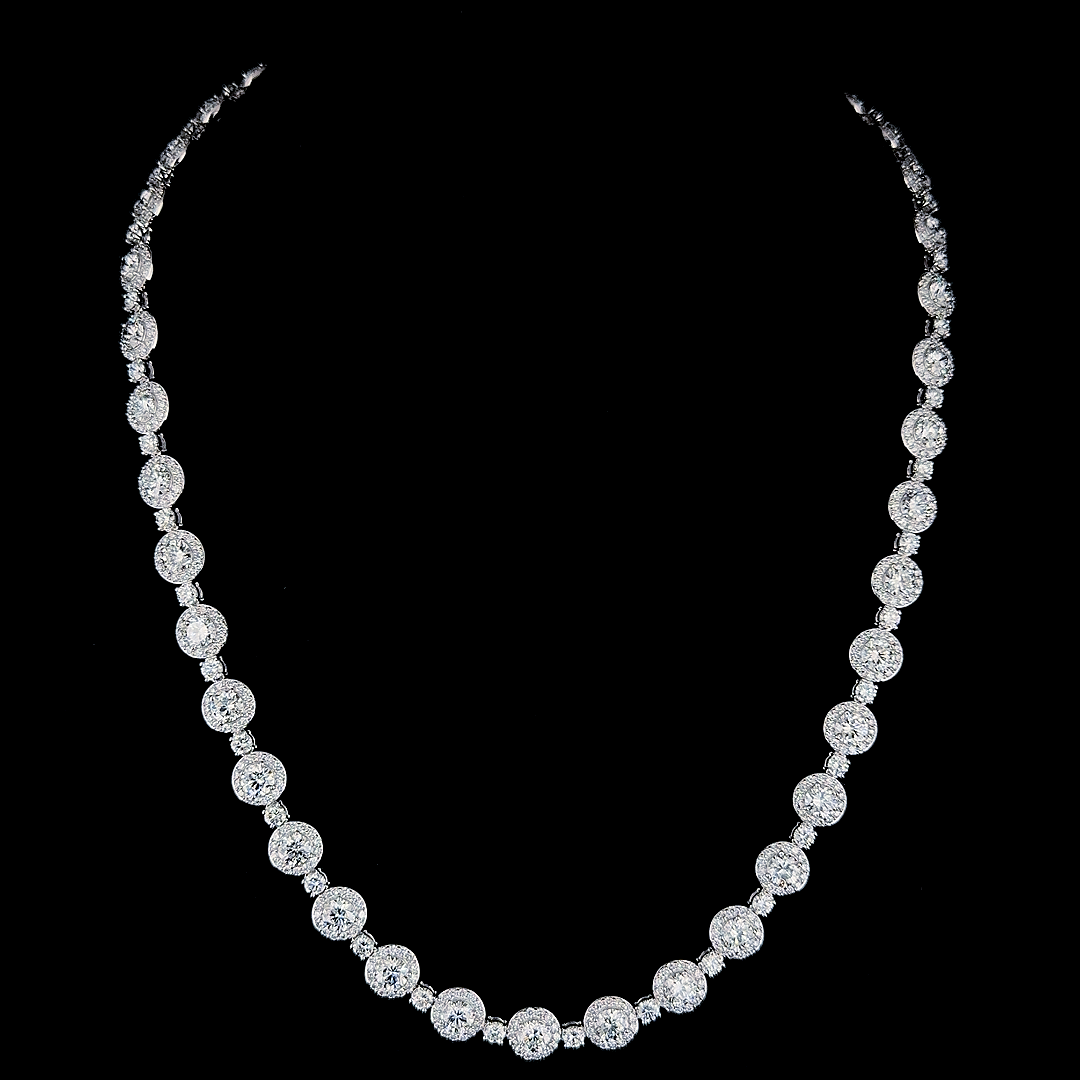 Round Fancy Necklace 30.57 carat Round lab-grown diamond EFG color VS1 clarity stock TJ8301NCW