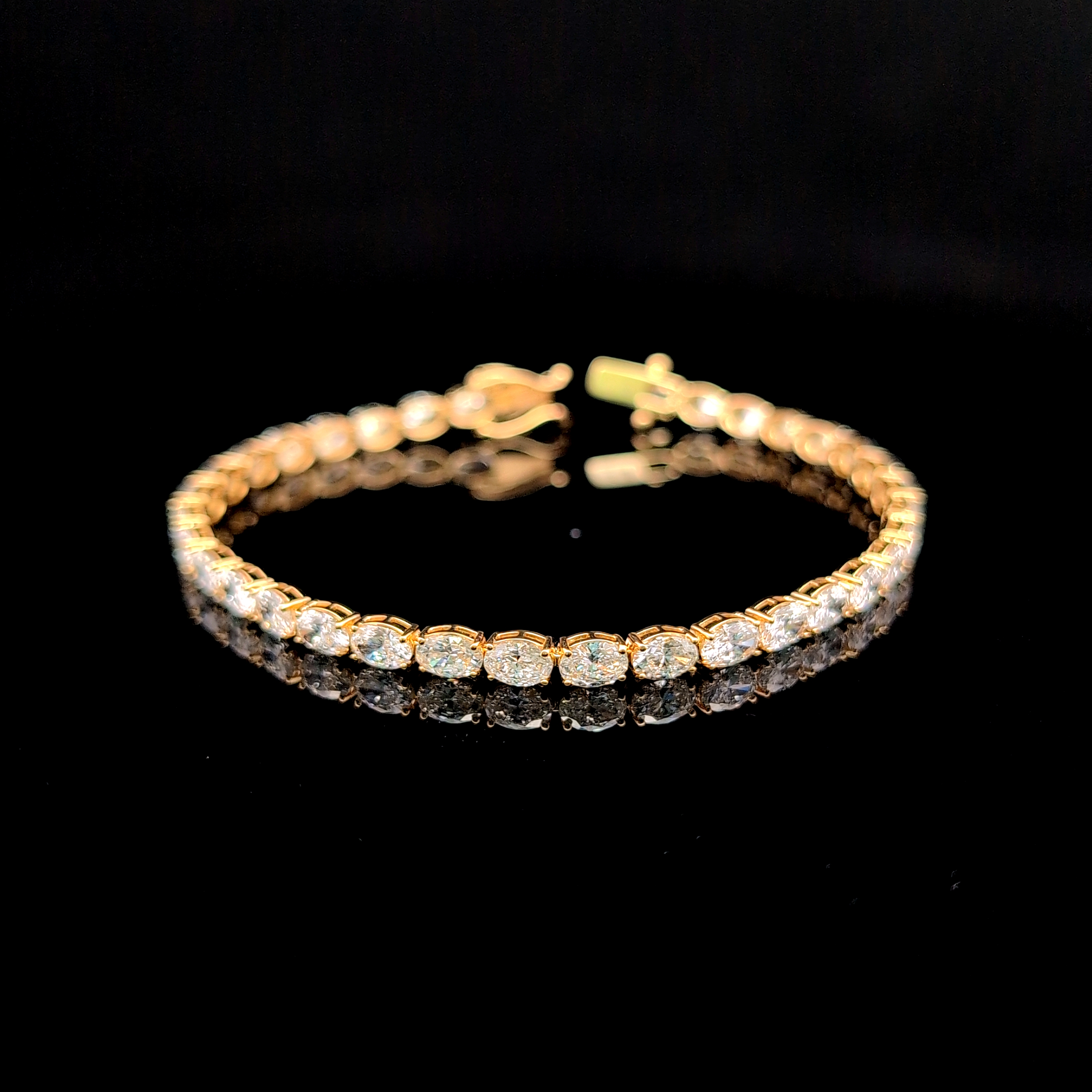 14k Yellow Gold 6.24ct oval Oval Diamond Tennis Bracelet in 14k Yellow Gold — Lab-grown diamond jewelry from RVR Collective